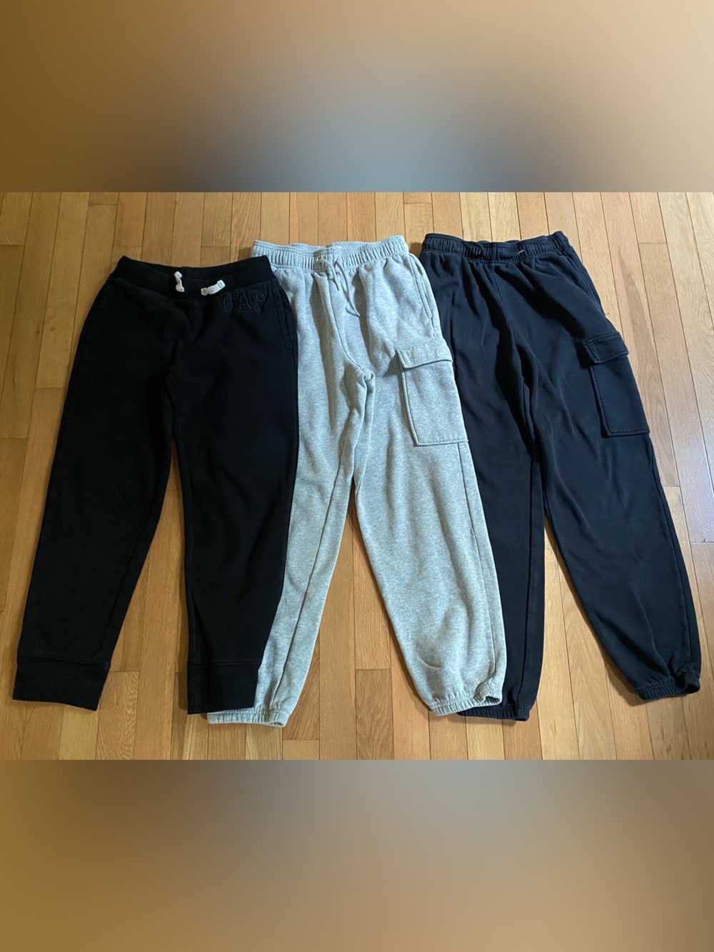 GAP Kids Boys Size XXL 3 Pairs Black & Gray Jogger Sweatpants